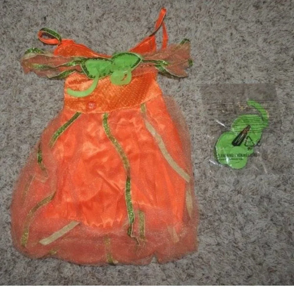 Pumpkin Light Up Twinkler Halloween Costume 2/4 Orange Dress Girls 2 Pc Toddler